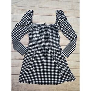 H&M Divided Women's Black and‎ White Long Sleeve Dress Size Large Plaid